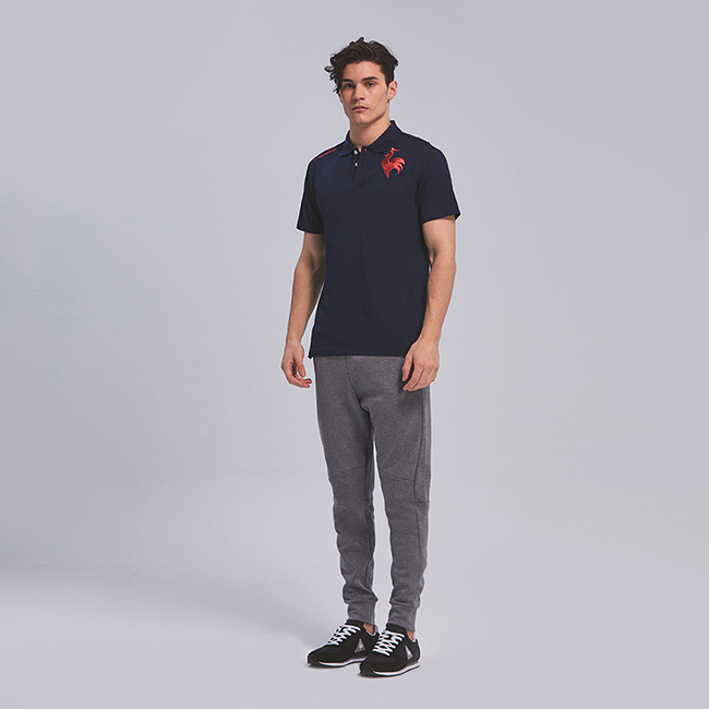 le coq sportif 法國公雞牌左胸公雞繡花短袖POLO衫 男-丈青