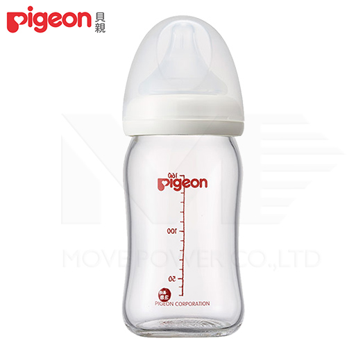 【任選】日本《Pigeon 貝親》母乳實感寬口玻璃奶瓶-白【160ml】