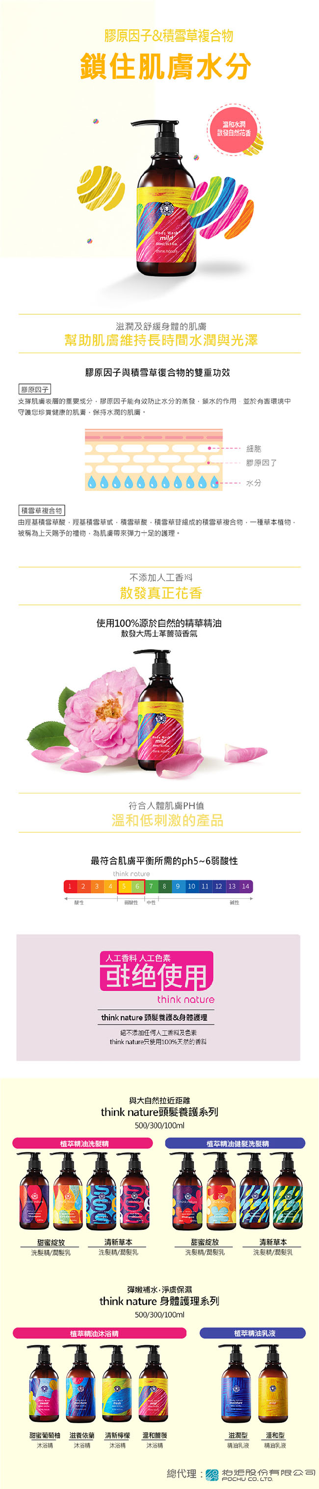 think nature 享自然 植萃精油沐浴精-溫和薔薇(300ml)