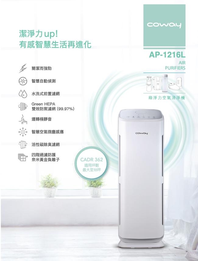 Coway 清淨機雙機組 18坪綠淨力AP-1216L + 14坪環禦型AP-1512HH