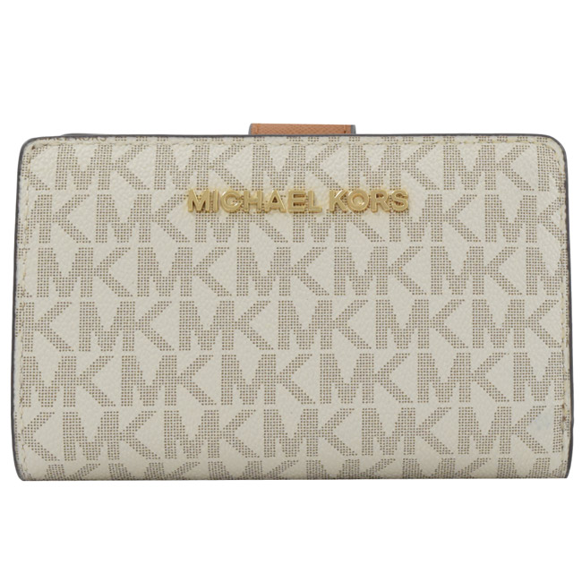 MICHAEL KORS JET SET PVC經典中夾(白/咖)