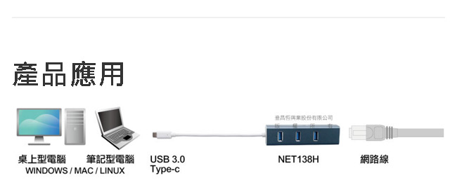 Uptech 登昌恆 NET138H USB 3.0 Type-C網卡+HUB集線器