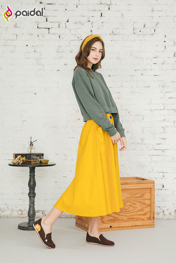 Paidal貓與貓爪毛尼平底懶人鞋樂福鞋休閒鞋-褐