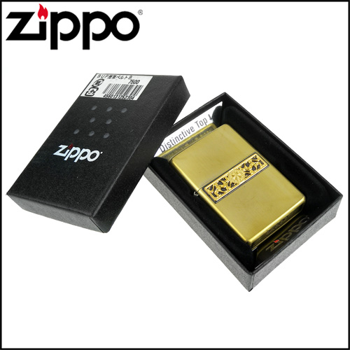 ZIPPO 日系~Bottomz Up-唐草圖案-頂部Logo刻印加工打火機