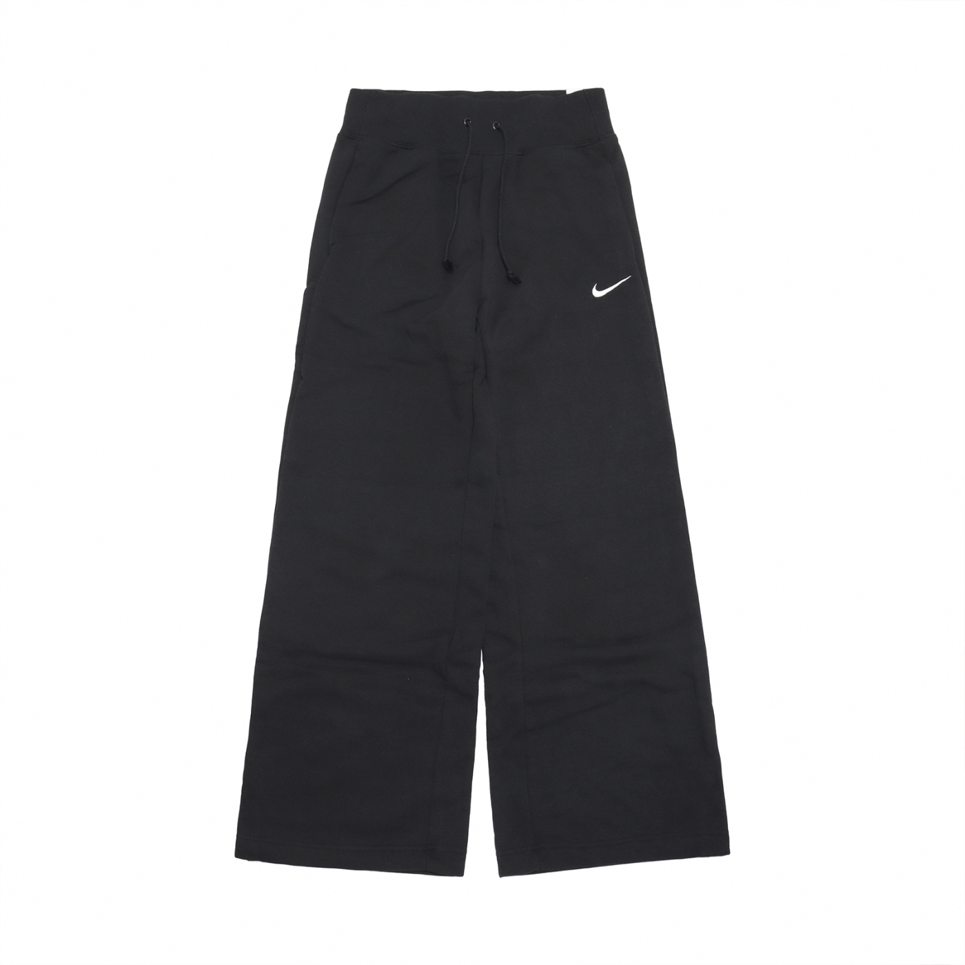 Nike 長褲NSW Phoenix 女款黑白刷毛抽繩高腰小開岔寬褲棉褲DQ5616-010, NIKE