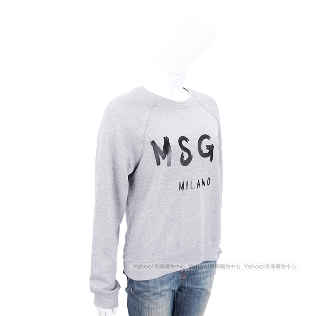 MSGM SCOOP NECK 品牌人氣款灰色字母棉質運動衫