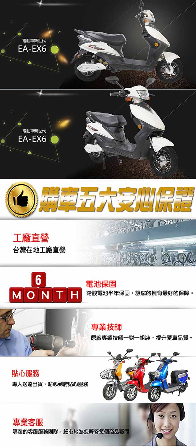 【e路通】EA-EX6 9有力 復古車身 48V鉛酸 LED燈 電動車 (電動自行車)