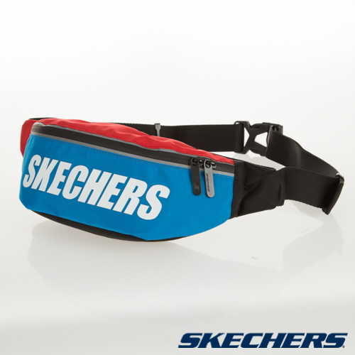 SKECHERS 印字腰包 藍 - SMBUS19D006-BLUE