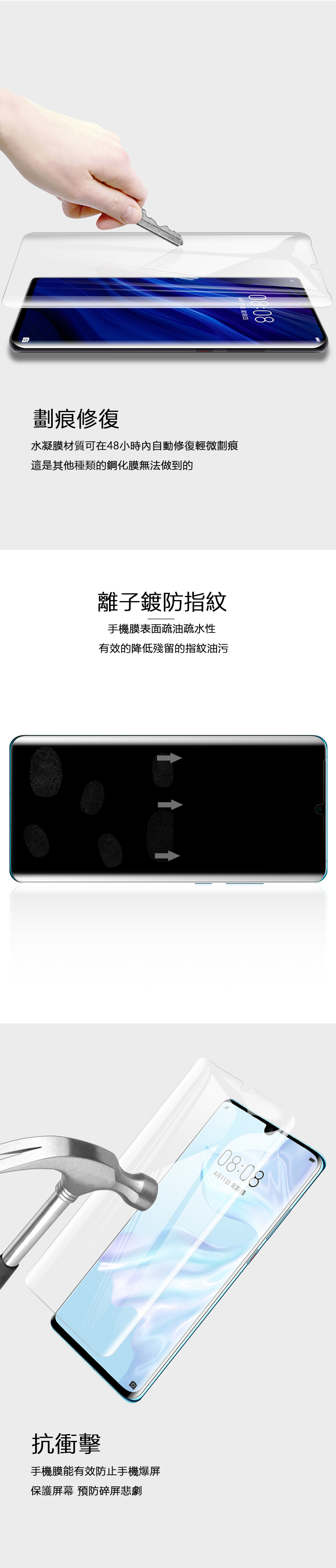 2張裝 華為 HUAWEI P30 水凝膜 高清滿版 防爆防刮 螢幕保護貼