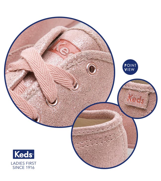 Keds CHAMPION 麂皮柔光經典綁帶休閒鞋-玫瑰色