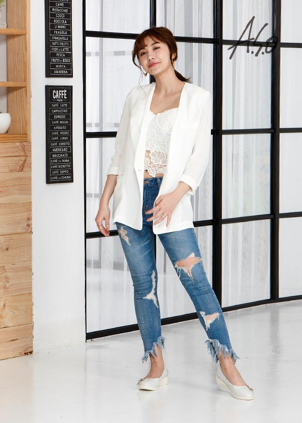 A.S.O 雅致魅力 全真皮菱格壓紋釦飾低跟鞋 灰