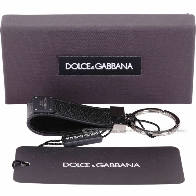 DOLCE & GABBANA 粒面小牛皮鑰匙圈(黑色)