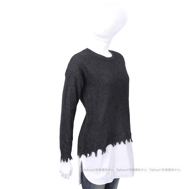1436 x UMA WANG 100%羊絨 破邊拼接設計灰色針織羊毛衫