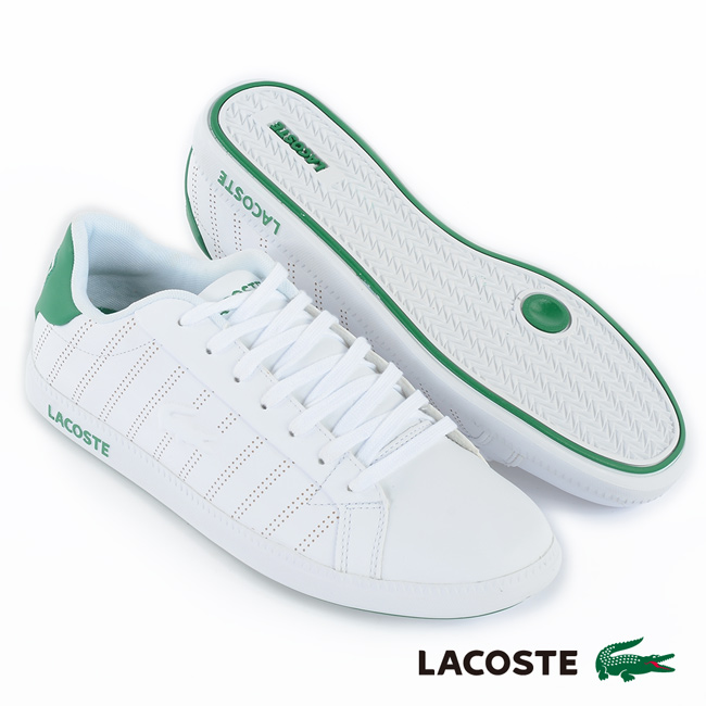 LACOSTE 女用休閒鞋-白/綠