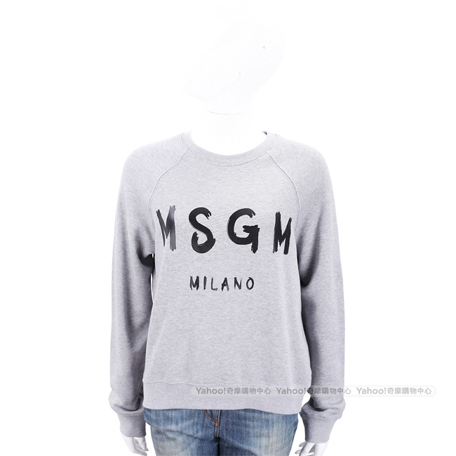 MSGM SCOOP NECK 品牌人氣款灰色字母棉質運動衫