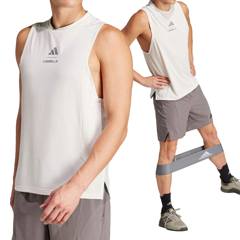 Adidas M LM G TK 男款白色圓領棉質柔軟吸濕排汗上衣運動休閒背心 