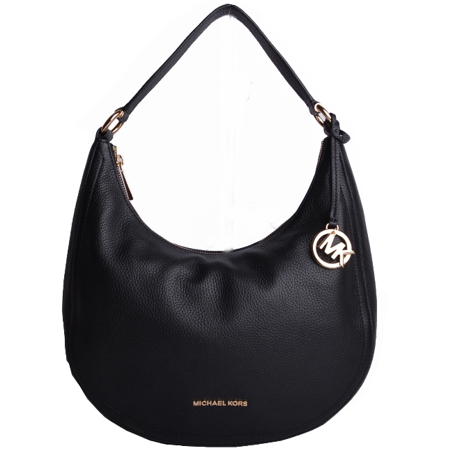 MICHAEL KORS LYDIA 經典LOGO牛皮肩背包-黑