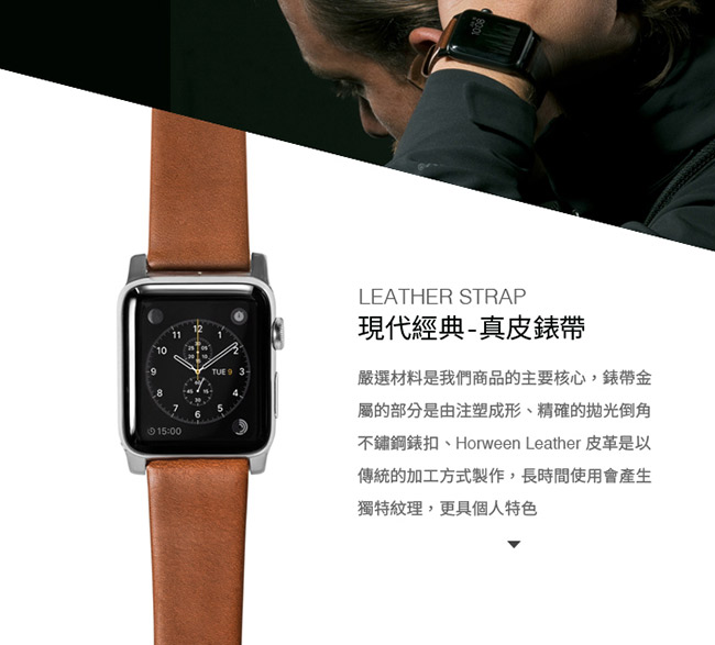 美國NOMADxHORWEEN皮革 Apple Watch 42/44mm錶帶-摩登款