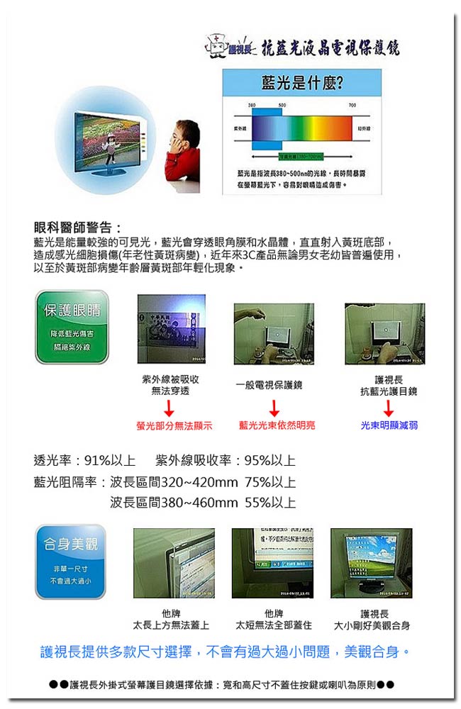 台灣製~55吋[護視長]抗藍光液晶電視護目鏡奇美 C1款 55LV700D
