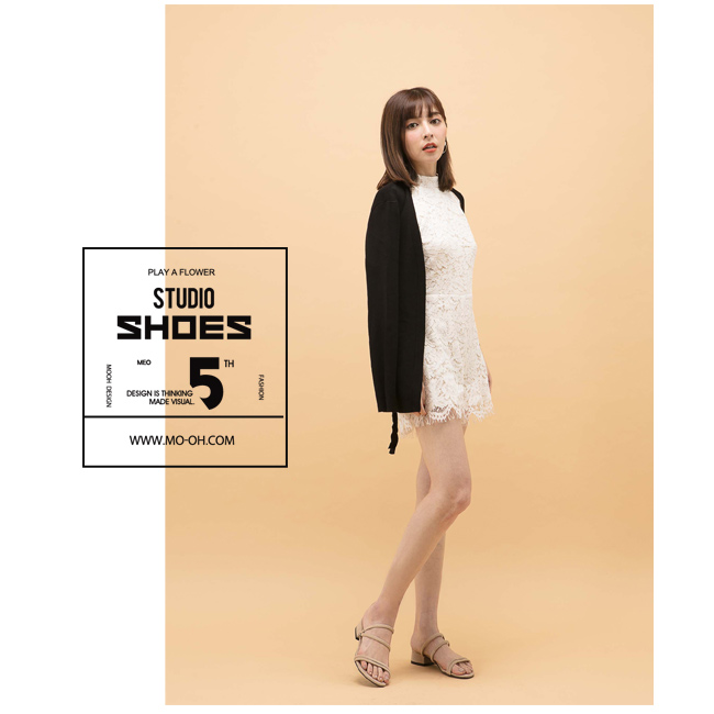 mo.oh - 麂皮絨兩穿繞帶粗跟拖鞋涼鞋-杏裸色