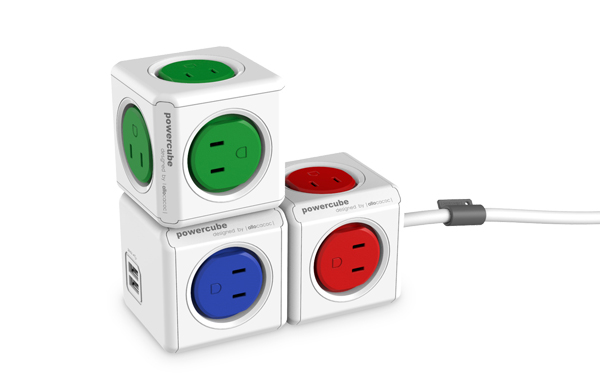 2入-【PowerCube】魔術方塊擴充插座(綠色) 綠→5面插座、3孔