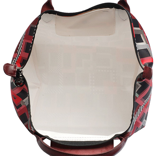 LONGCHAMP Le Pliage Artwalk普普風印花短把購物包(中-劇院紅)