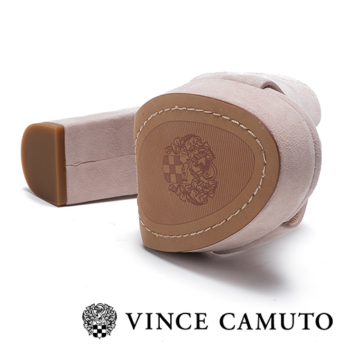 Vince Camuto 麂皮簍空後繫帶微增高跟鞋-絨粉