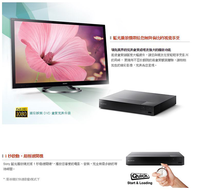 SONY Full HD 藍光播放機 BDP-S1500