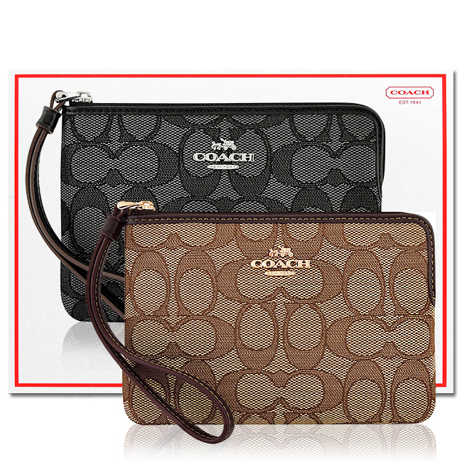 【平均一件$809】COACH 咖啡色大C織紋手拿包+黑色大C織紋手拿包