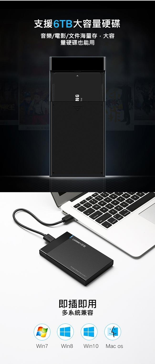 綠聯 2.5吋Type-C/USB3.1隨身硬碟外接盒