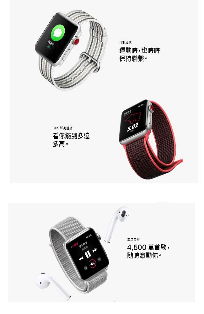 Apple Watch Series3 GPS+行動網路42公釐 太空灰鋁/黑錶環