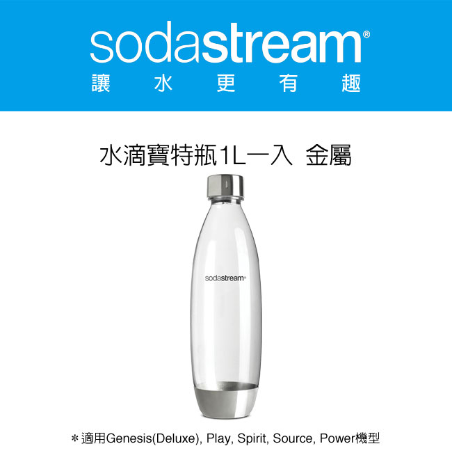Sodastream 金屬水滴寶特瓶1L- 1入