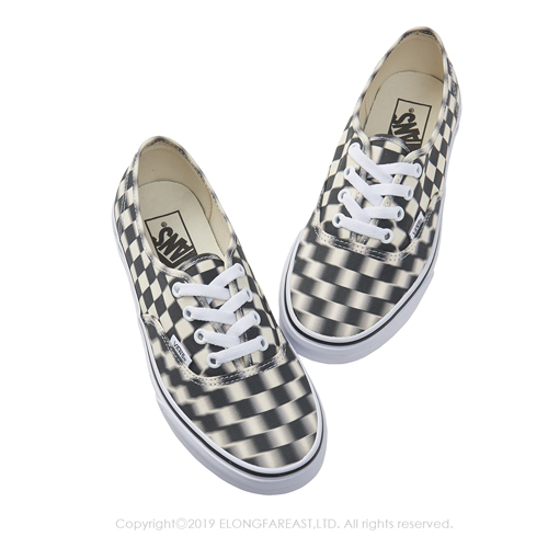 (男)VANS Authentic 眩暈棋盤格綁帶休閒鞋*黑白