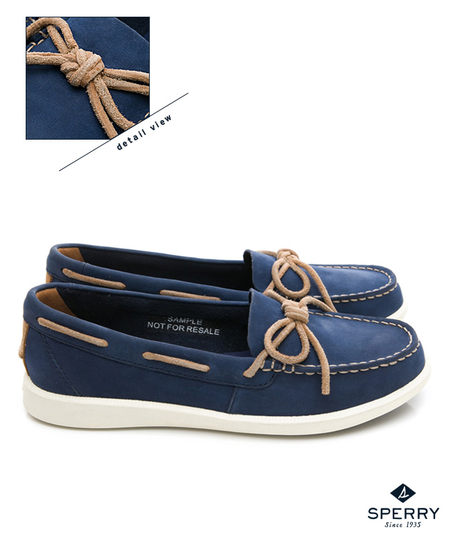 SPERRY 頂級牛皮經典手工縫製帆船鞋(女)-海軍藍