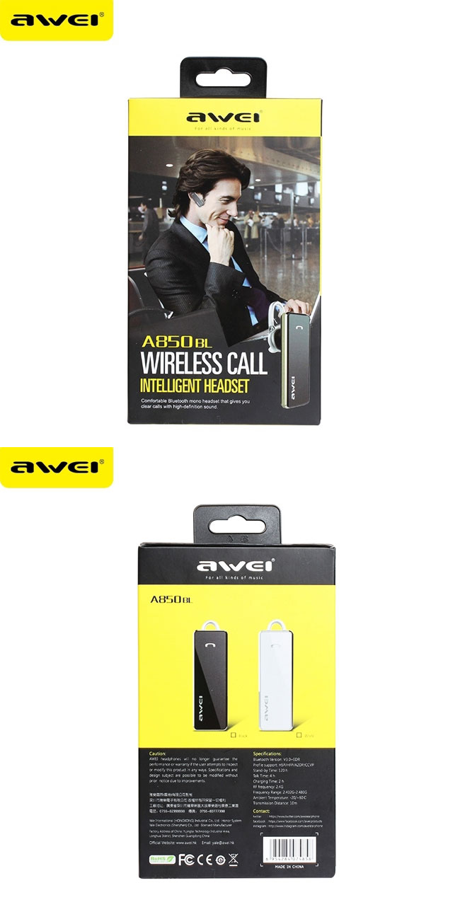 AWEI A850BL 商務智能藍芽耳機-黑色