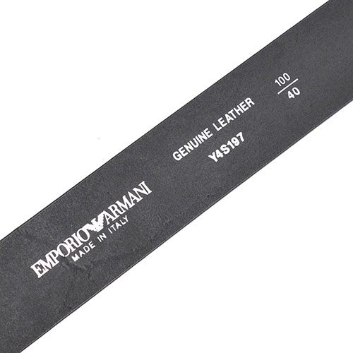 EMPORIO ARMANI 義大利製品牌老鷹LOGO皮帶環荔枝壓紋皮帶(深咖啡)