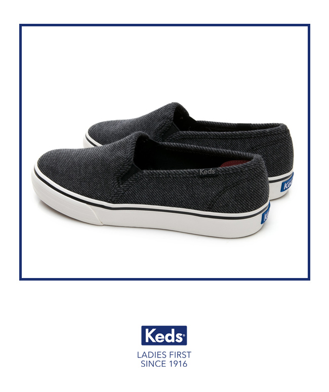 Keds DOUBLE DECKER 斜紋布面休閒便鞋-炭黑