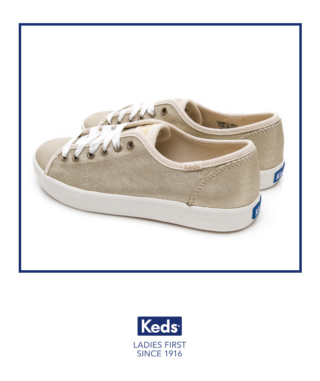 Keds KICKSTART 霧面光澤綁帶休閒鞋-金色