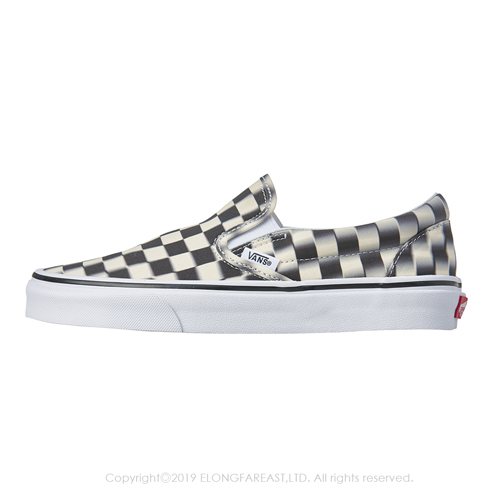 (男)VANS Classic Slip-On 眩暈棋盤格休閒懶人鞋*黑白