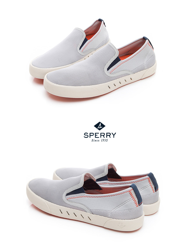 SPERRY 7SEAS 舒適感受無綁帶設計休閒鞋(男款)-淺灰