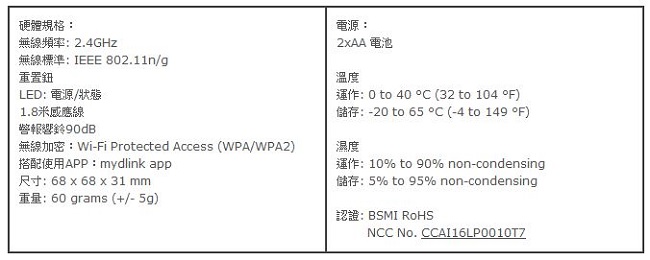 D-Link DCH-S161 Wi-Fi 漏水感應器