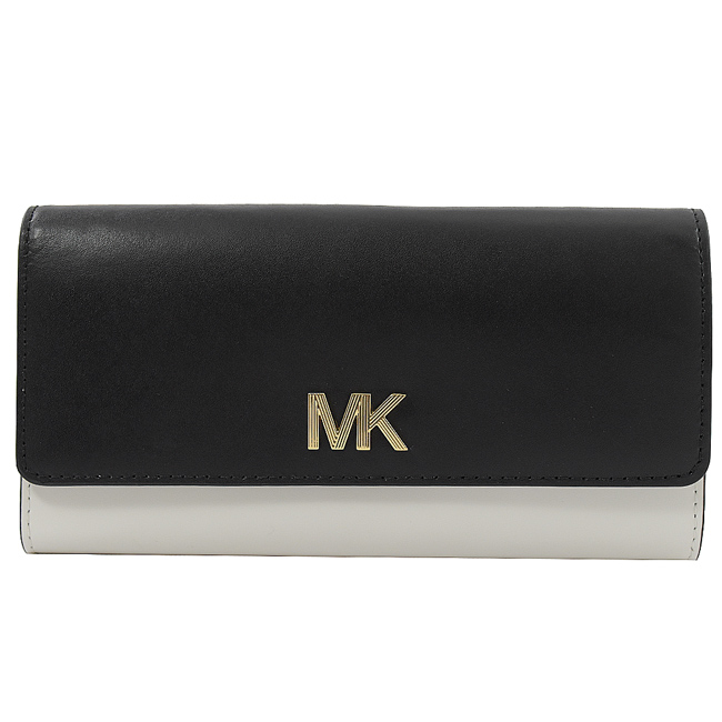 MICHAEL KORS MONTGOMERY 金屬MK字撞色釦式長夾(黑白)