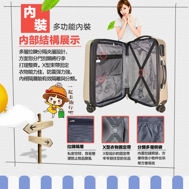 (福利品 24吋) 混款ABS硬殼箱/行李箱/旅行箱