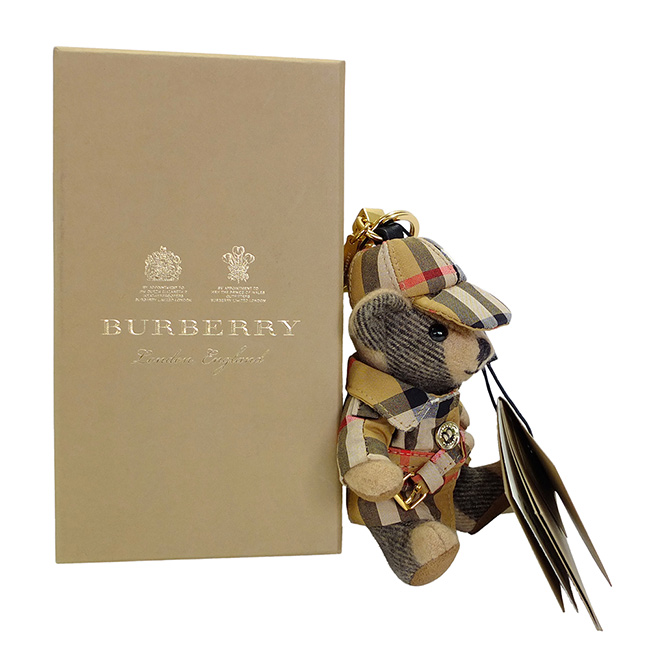 BURBERRY Vintage 格紋風衣造型 Thomas 泰迪熊墜飾