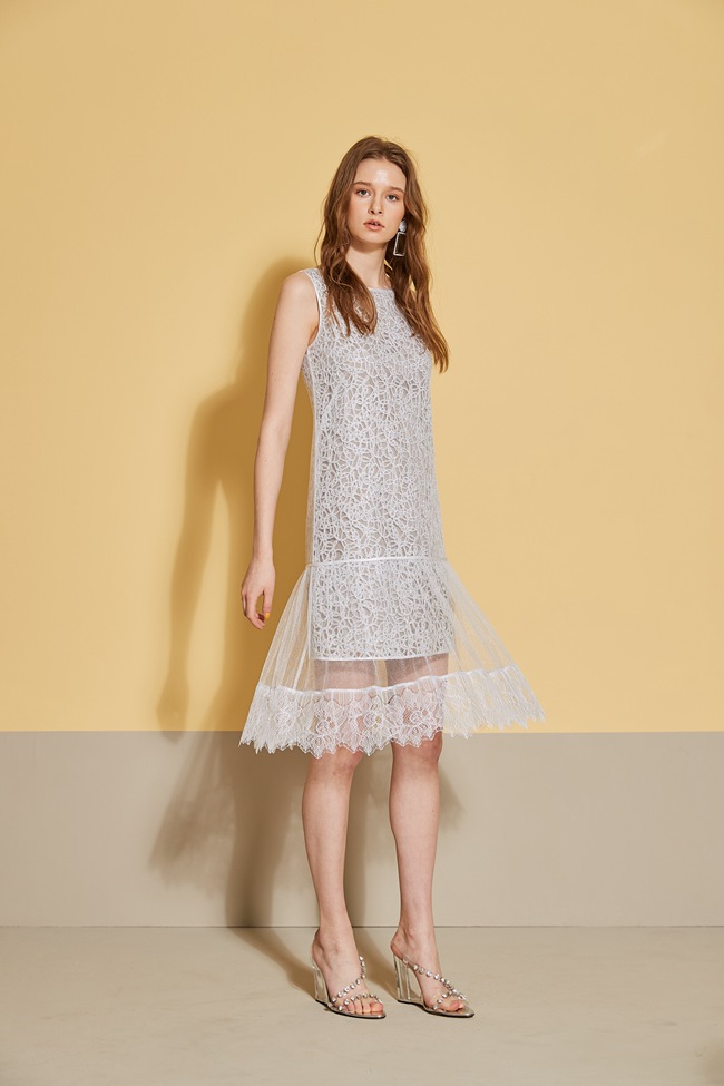 Haute Couture 高定系 精緻3D雕花蕾絲拼接禮服洋裝-高冷灰