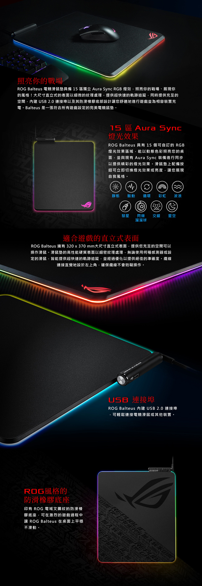 ASUS 華碩 ROG Balteus 電競直版滑鼠墊