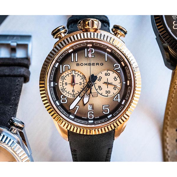 BOMBERG 炸彈錶 BB-68 計時手錶-煙燻棕x玫瑰金框/44mm