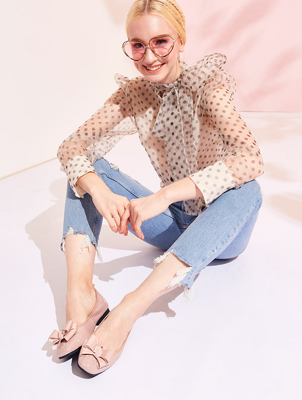 Keeley Ann慵懶盛夏 緞帶造型全真皮柔軟包鞋(黑色)