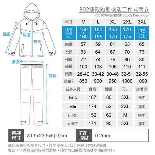 【寶嘉尼 BAOGANI】B02極限跑酷機能二件式雨衣 - 螢光黃