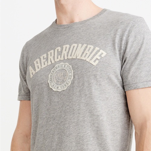 麋鹿 AF A&F 經典刺繡文字徽章短袖T恤-灰色